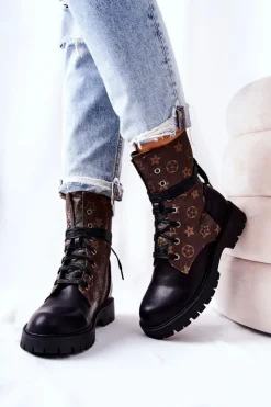 Boto Botki Sznurowane|Czarne Botki*Skórzane Botki Brązowo-Czarne Lonevis