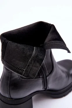 Damskie Buty Sergio Leone Skórzane Botki Damskie Na Masywnym Obcasie Czarne Fllavie