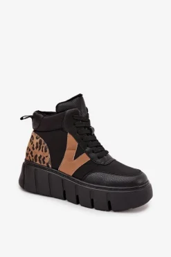 Damskie Buty damskie Vinceza Skórzane Botki Damskie Na Platformie Ocieplane Vinceza 66838 Czarne