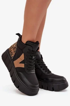 Damskie Buty damskie Vinceza Skórzane Botki Damskie Na Platformie Ocieplane Vinceza 66838 Czarne