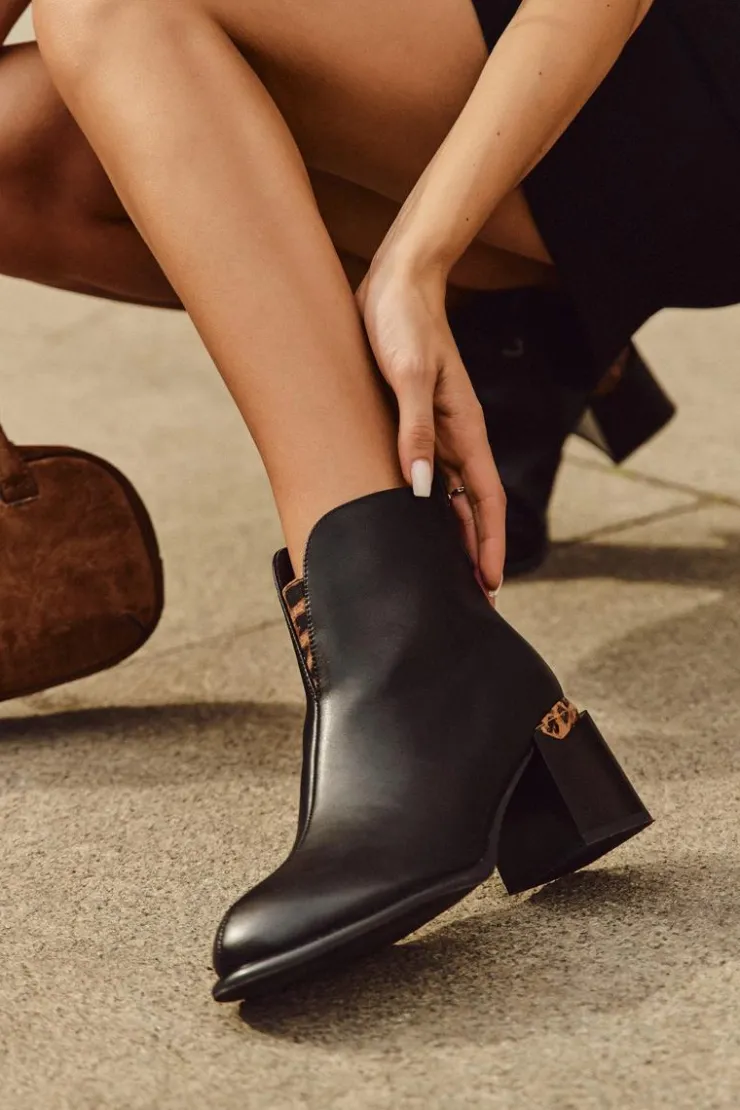 Damskie Buty damskie Vinceza Skórzane Botki Damskie Na Słupku Vinceza 66811 Czarne