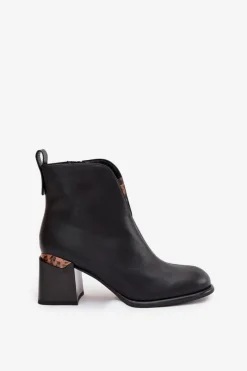 Damskie Buty damskie Vinceza Skórzane Botki Damskie Na Słupku Vinceza 66811 Czarne