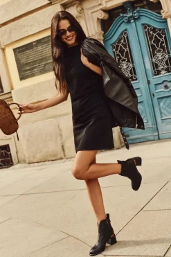 Damskie Buty damskie Vinceza Skórzane Botki Damskie Na Słupku Vinceza 66811 Czarne