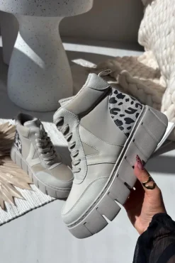 Damskie Buty damskie Vinceza Skórzane Botki Damskie Na Platformie Ocieplane Vinceza 66838 Beżowe