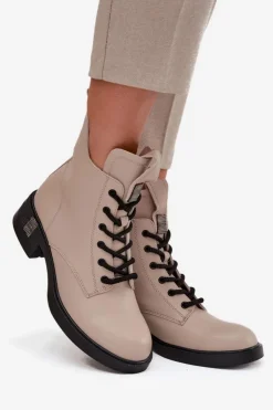 Online Buty damskie Vinceza Skórzane Botki Damskie Na Niskim Obcasie Vinceza 66818 Beżowe Beżowy