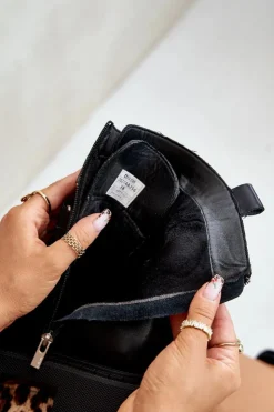 Big Star Shoes Botki Skórzane|Botki Płaskie*Skórzane Botki Damskie Ocieplane Big Star OO274A256 Czarne