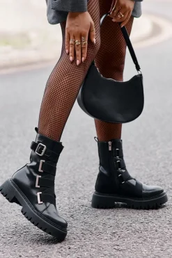 Big Star Shoes Botki Skórzane|Botki Płaskie*Skórzane Botki Damskie Ocieplane Big Star OO274A256 Czarne