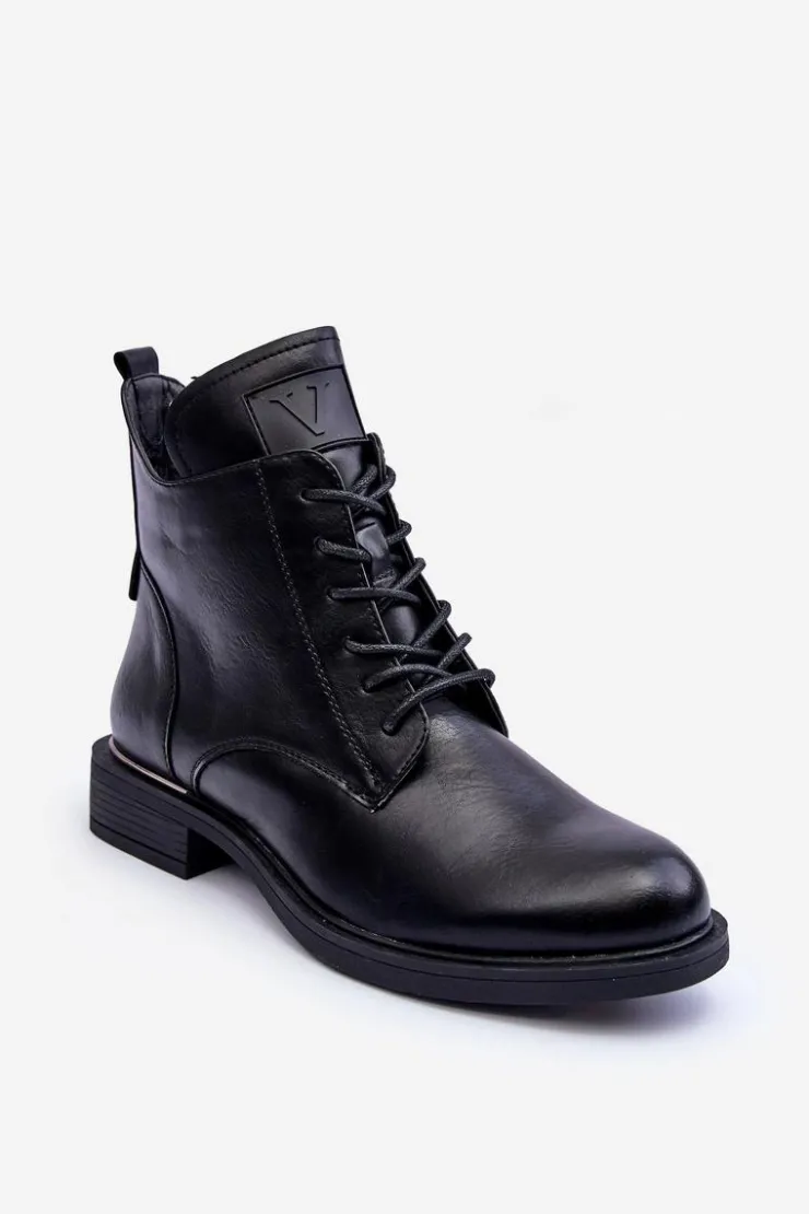 Damskie Buty damskie Vinceza Skórzane Botki Damskie Workery Czarne Tedrick