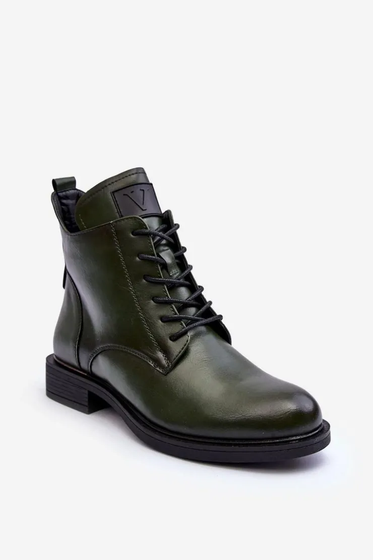 Buty damskie Vinceza Botki Płaskie|Botki Workery*Skórzane Botki Damskie Workery Zielone Tedrick