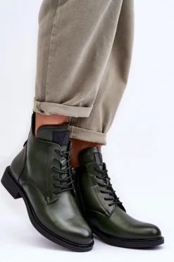 Buty damskie Vinceza Botki Płaskie|Botki Workery*Skórzane Botki Damskie Workery Zielone Tedrick