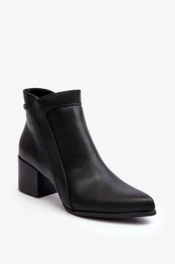 Discount Buty Sergio Leone Skórzane Botki Na Niskim Obcasie Czarne Cidi