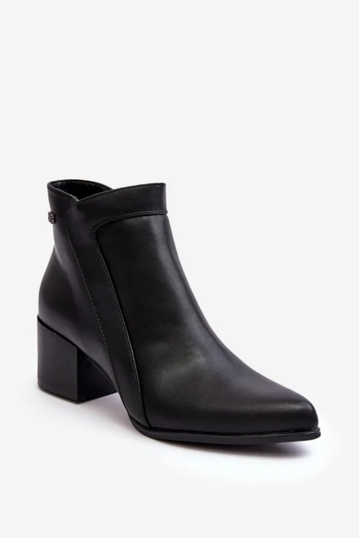 Discount Buty Sergio Leone Skórzane Botki Na Niskim Obcasie Czarne Cidi