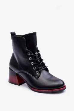 Buty damskie Vinceza Czarne Botki|Botki Na Obcasie*Skórzane Botki Na Obcasie Czarne Luloshe