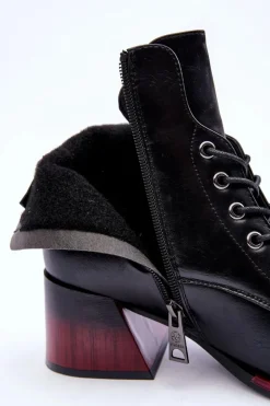 Buty damskie Vinceza Czarne Botki|Botki Na Obcasie*Skórzane Botki Na Obcasie Czarne Luloshe