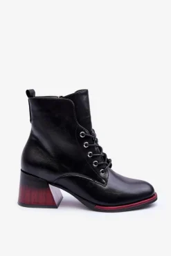 Buty damskie Vinceza Czarne Botki|Botki Na Obcasie*Skórzane Botki Na Obcasie Czarne Luloshe