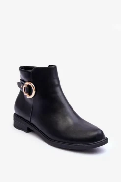 Boto Brązowe I Beżowe Botki|Botki Płaskie*Skórzane Botki Na Płaskim Obcasie Czarne Meronei Czarny