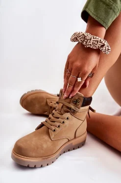 New Boto Skórzane Botki Na Platformie Brązowe Ressa