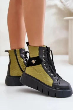 Clearance Maciejka Skórzane Botki Na Platformie 06751-01 Czarne