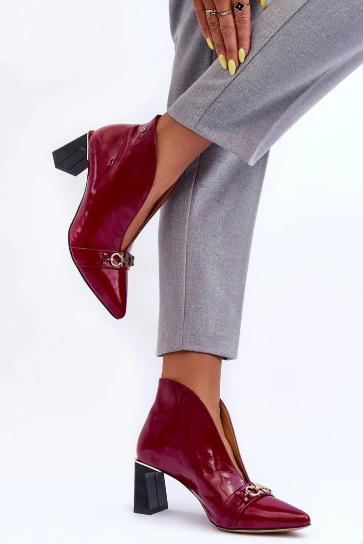 Maciejka Botki Skórzane|Botki Na Słupku*Skórzane Botki Na Słupku 05262-15 Fuksja Różowy