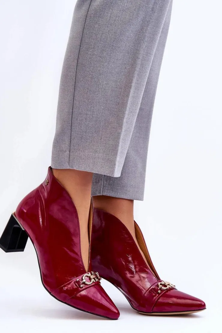 Maciejka Botki Skórzane|Botki Na Słupku*Skórzane Botki Na Słupku 05262-15 Fuksja Różowy