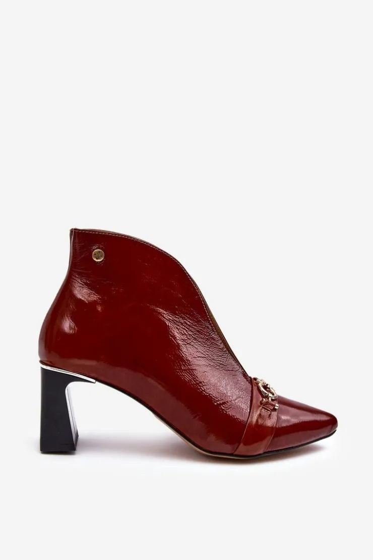 Online Maciejka Skórzane Botki Na Słupku 05262-02 Brązowe Brązowy