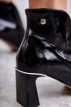 Best Maciejka Skórzane Botki Na Słupku Czarne 05262-01 Czarny