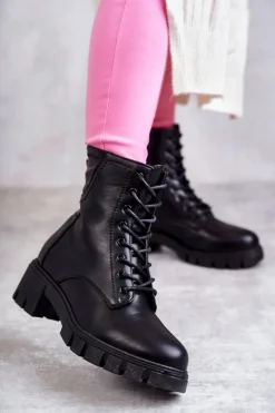 New Buty damskie Vinceza Skórzane Botki Na Suwak Czarne Tonje