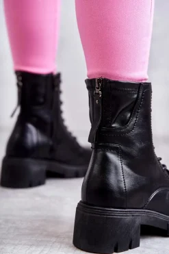 New Buty damskie Vinceza Skórzane Botki Na Suwak Czarne Tonje