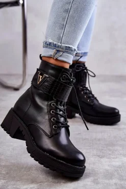 Sale Boto Skórzane Botki Na Suwak Z Ociepleniem Czarne Ramsey