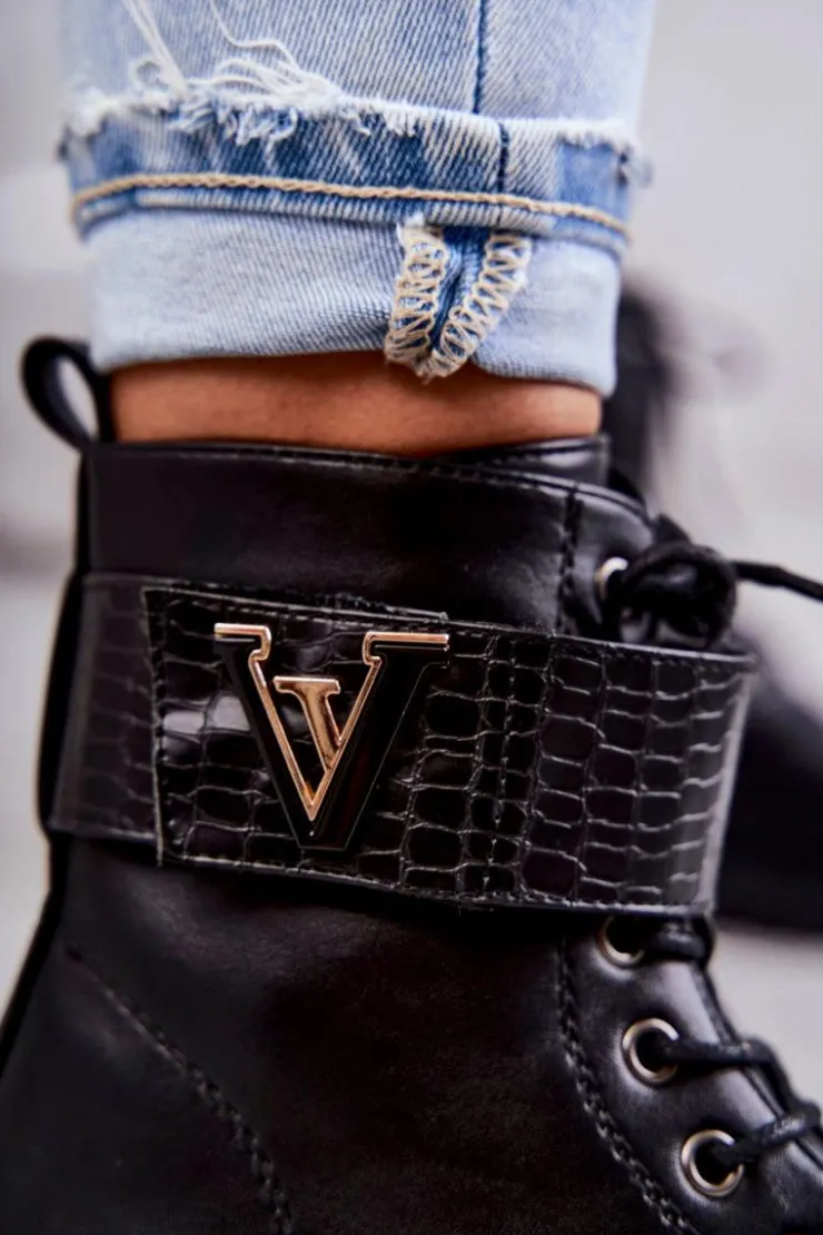 Sale Boto Skórzane Botki Na Suwak Z Ociepleniem Czarne Ramsey