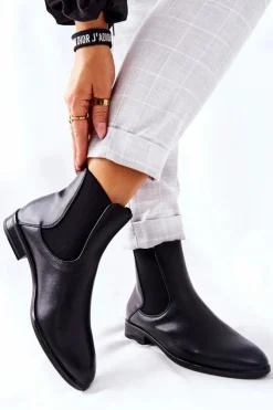 Buty Sergio Leone Czarne Botki|Botki Zimowe Damskie*Skórzane Botki Sergio Leone BT523 Czarne