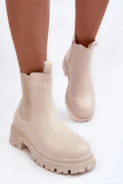 Boto Brązowe I Beżowe Botki|Botki Płaskie*Skórzane Botki Sztyblety Na Suwak Beżowe Pitrese