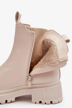 Boto Brązowe I Beżowe Botki|Botki Płaskie*Skórzane Botki Sztyblety Na Suwak Beżowe Pitrese