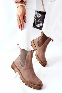 Boto Botki Zimowe Damskie|Brązowe I Beżowe Botki*Skórzane Botki Sztyblety Nicole Brązowe Brace