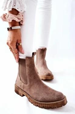Boto Botki Zimowe Damskie|Brązowe I Beżowe Botki*Skórzane Botki Sztyblety Nicole Brązowe Brace