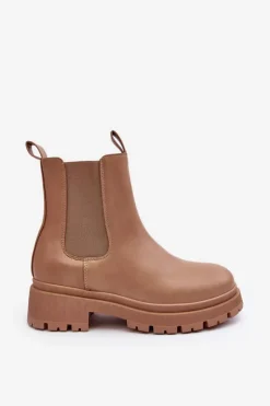 Damskie Boto Skórzane Botki Sztyblety Na Suwak Ciemnobeżowe Pitrese