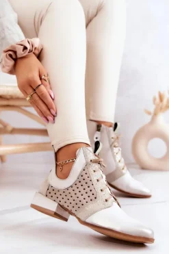 Maciejka Botki Wiosenne|Botki Maciejka*Skórzane Botki Trzewiki 05541-25 Jasnobeżowe Beżowy