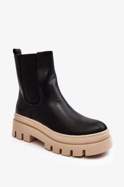 Buty damskie Vinceza Brązowe I Beżowe Botki|Botki Płaskie*Skórzane Botki Workery Czarno-Beżowe Loretta