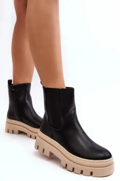 Buty damskie Vinceza Brązowe I Beżowe Botki|Botki Płaskie*Skórzane Botki Workery Czarno-Beżowe Loretta