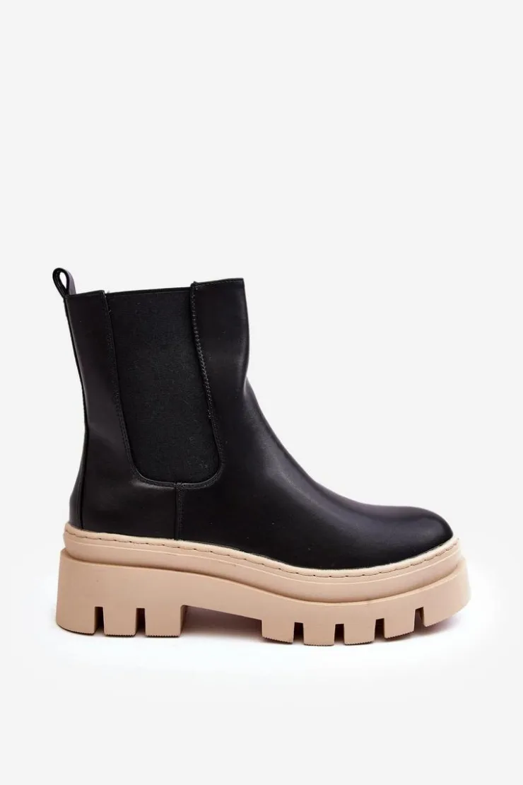 Buty damskie Vinceza Brązowe I Beżowe Botki|Botki Płaskie*Skórzane Botki Workery Czarno-Beżowe Loretta