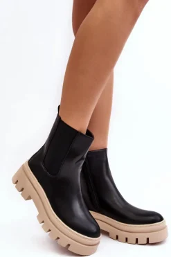 Buty damskie Vinceza Brązowe I Beżowe Botki|Botki Płaskie*Skórzane Botki Workery Czarno-Beżowe Loretta