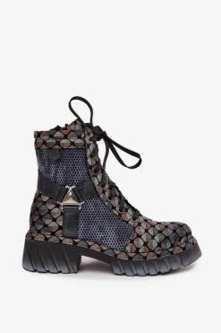 Maciejka Botki Ocieplane|Botki Maciejka*Skórzane Botki Workery Damskie 07072-03 Multikolor Wielokolorowy