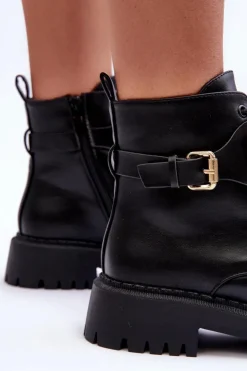 Boto Botki Sznurowane|Czarne Botki*Skórzane Botki Workery Damskie Z Ozdobą Czarne Lalede