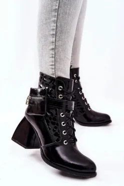 Best Boto Skórzane Botki Z Nerką Czarne Cannie