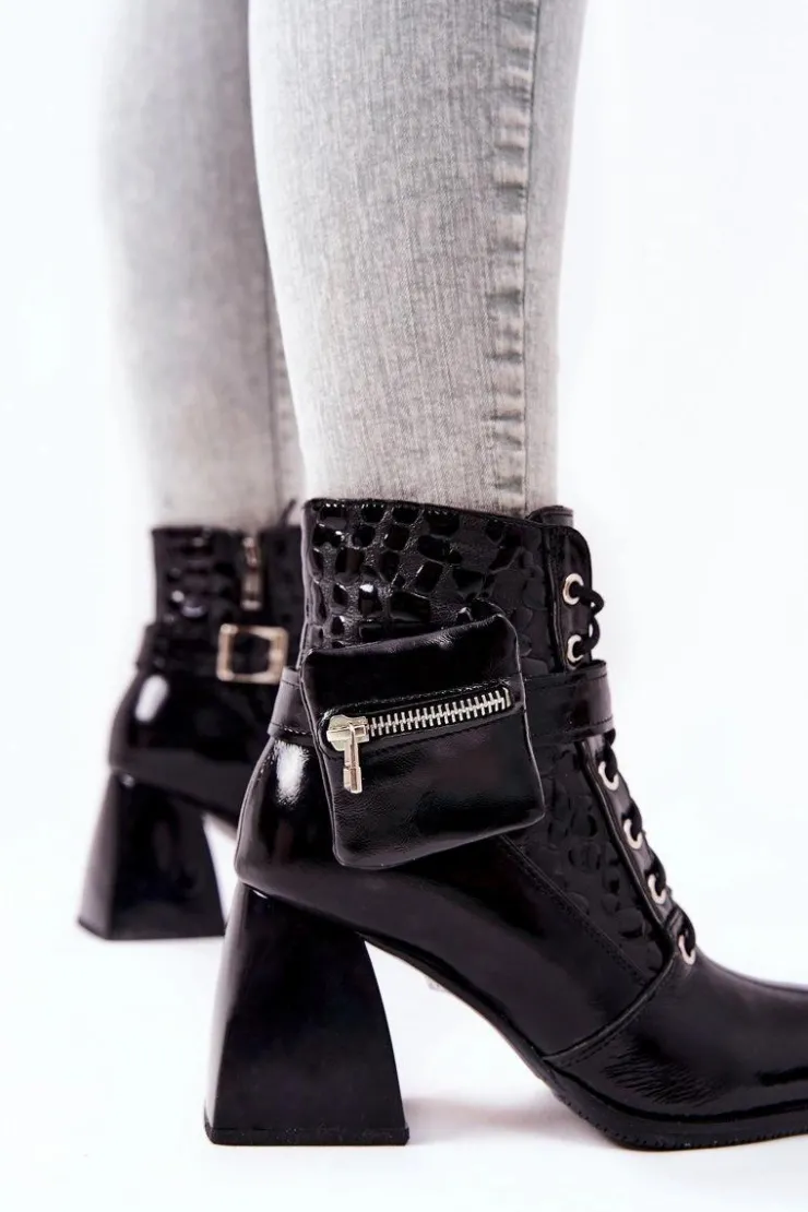 Best Boto Skórzane Botki Z Nerką Czarne Cannie