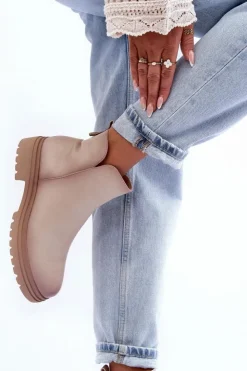 Discount Buty damskie Vinceza Skórzane Botki Z Niską Cholewką Beżowe Foteini