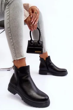 Damskie Buty damskie Vinceza Skórzane Botki Z Niską Cholewką Czarne Foteini