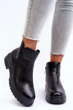 Damskie Buty damskie Vinceza Skórzane Botki Z Niską Cholewką Czarne Foteini