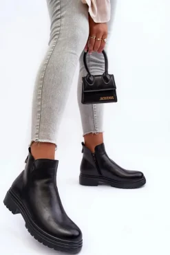 Damskie Buty damskie Vinceza Skórzane Botki Z Niską Cholewką Czarne Foteini