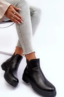 Damskie Buty damskie Vinceza Skórzane Botki Z Niską Cholewką Czarne Foteini